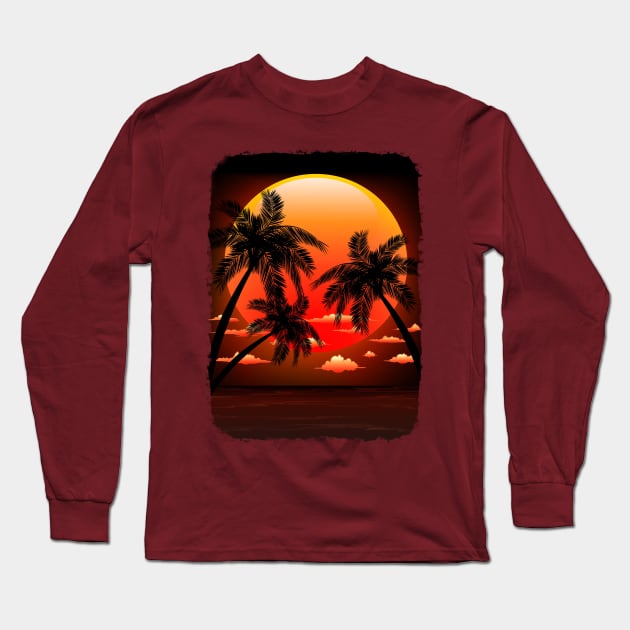 Tropical Sunset Long Sleeve T-Shirt by BluedarkArt